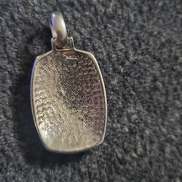 Sterling Silver Pink Mother of Pearl Mosaic Square Pendant - Picture 3 of 4